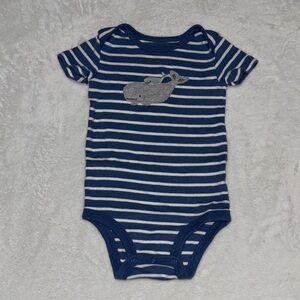 (3 for $10) carters Navy and White Striped Whale Onesie bodysuit
